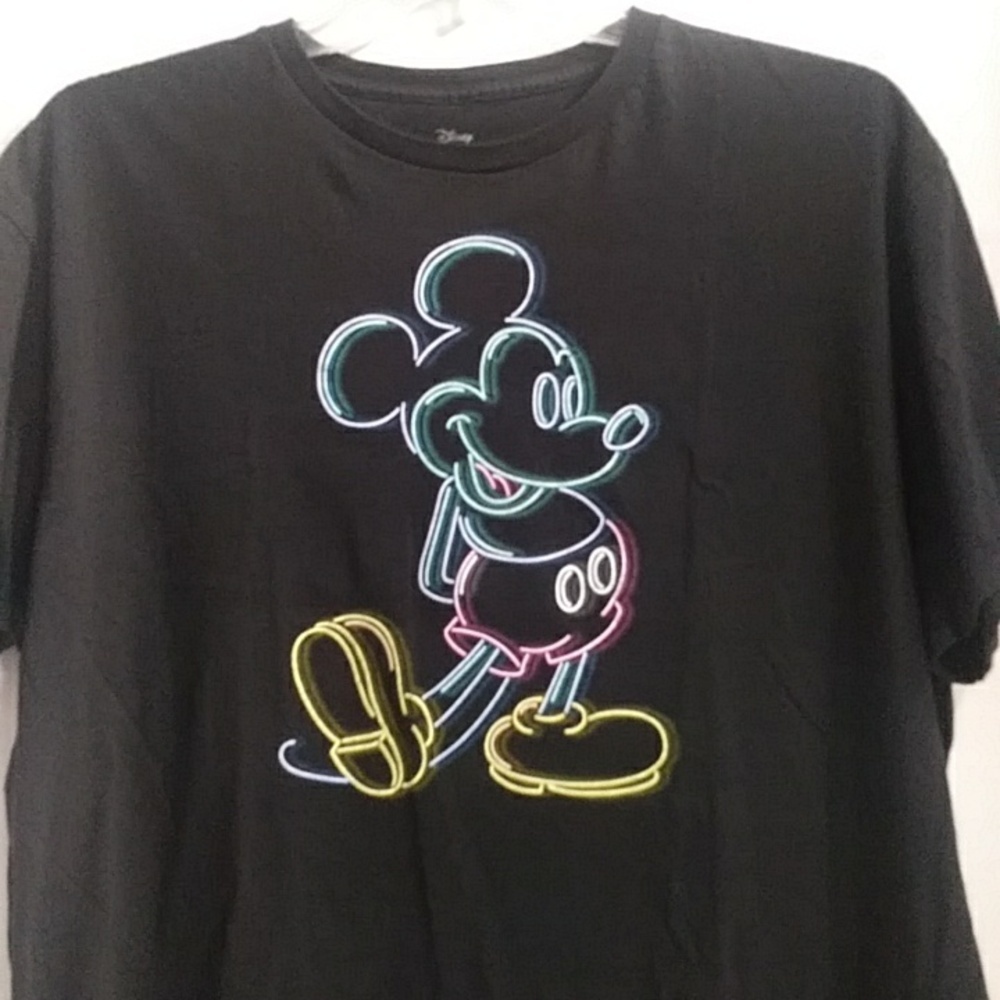 Disney Mickey Mouse Black & Neon Men's Graphic T-Shirt *GUC* - Picture 4 of 5